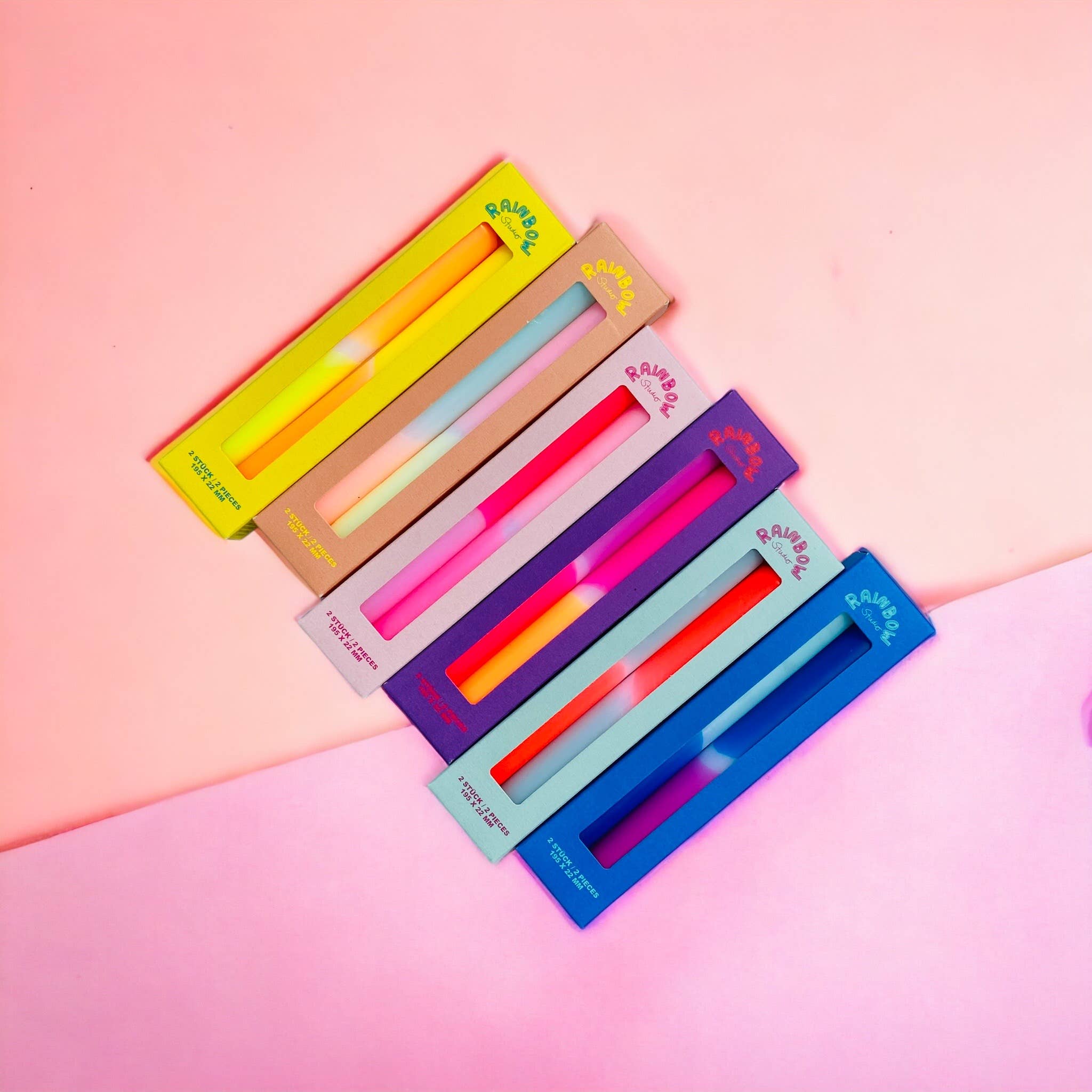 Kerzen mit Verlauf / rainbow / pink stories