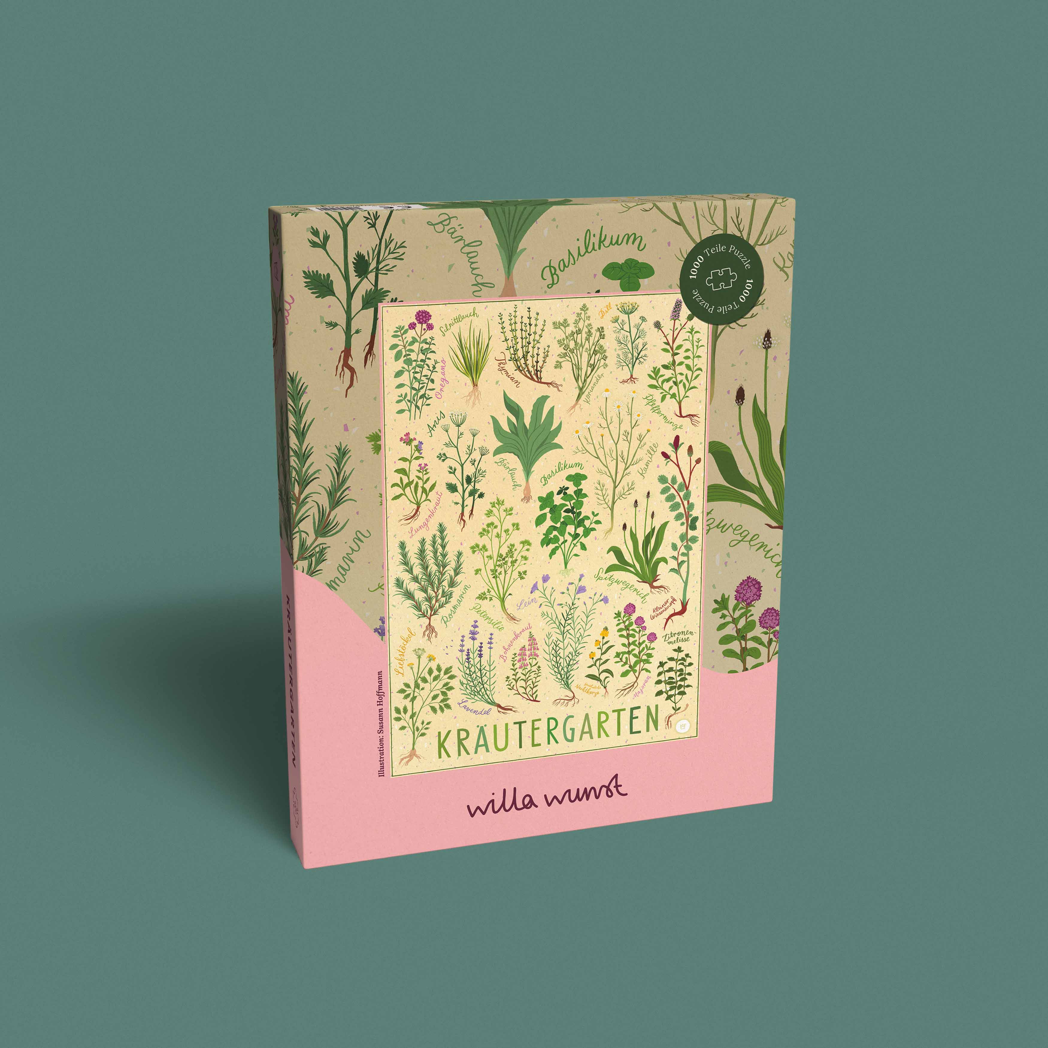 Kräutergarten Puzzle / 1000 Teile / Küchenkräuter & Wildkräuter / illustriert von Susann Hoffmann