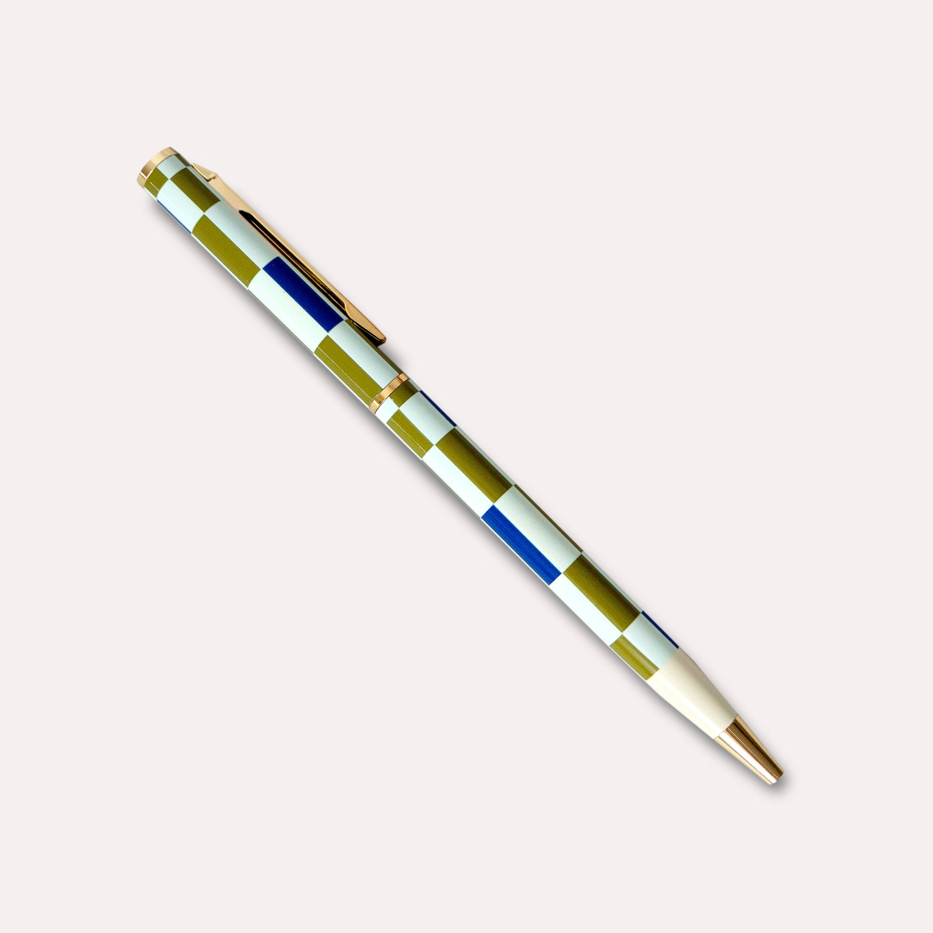 Celine Kugelschreiber / Karo Design mit Messing