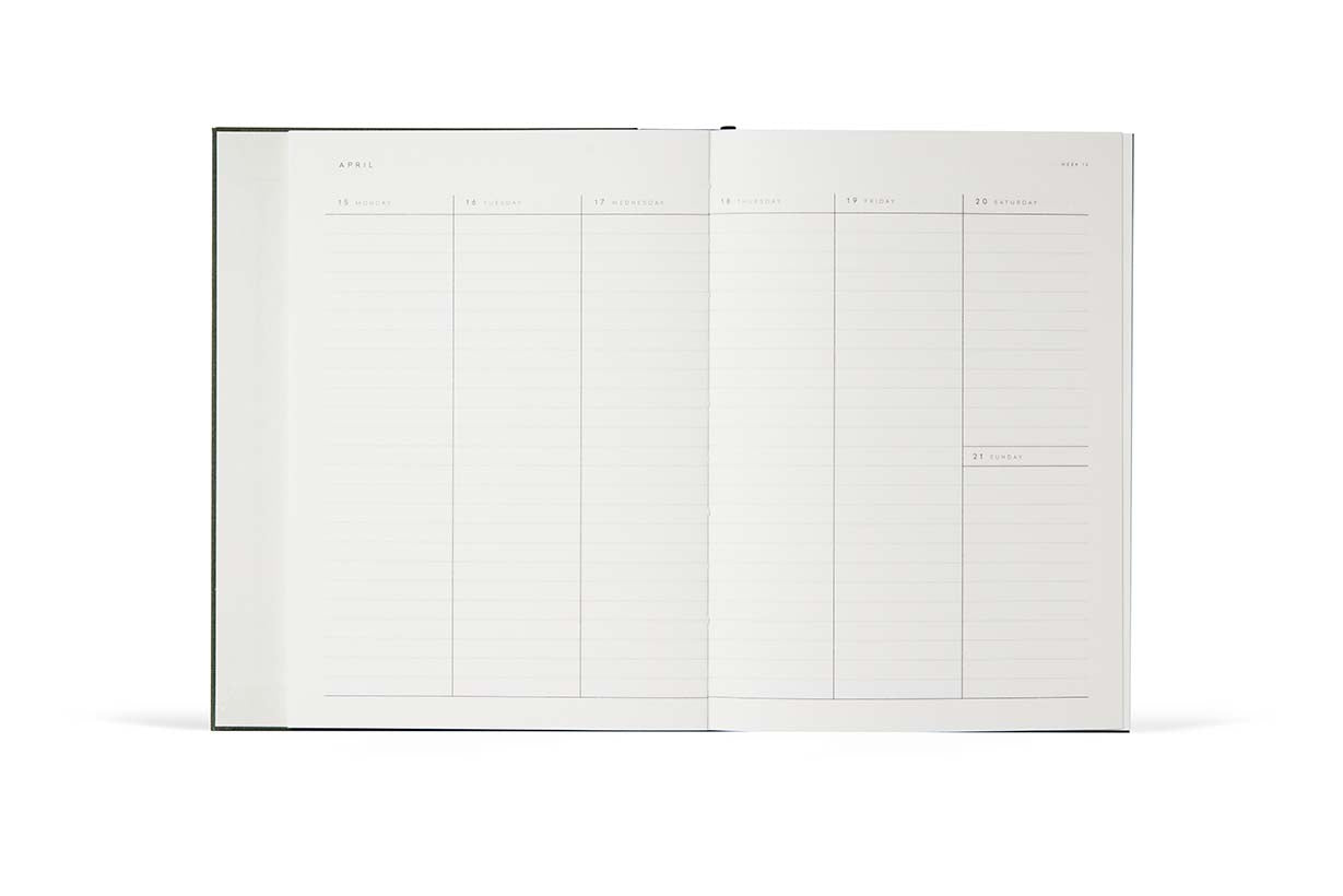 ALVA Jahresjournal 2026, A5-Format, flache Bindung, dunkelgrün