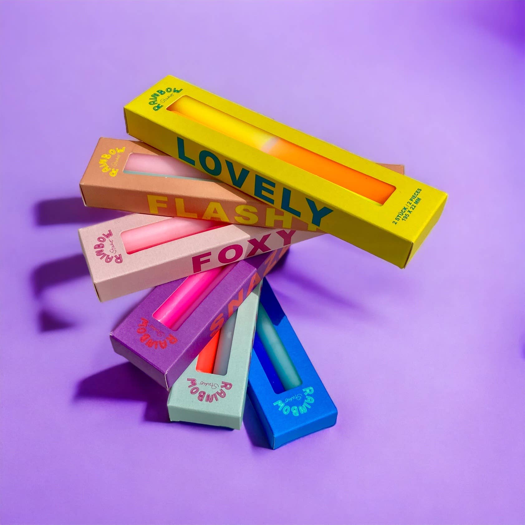 Kerzen mit Verlauf / rainbow / pink stories