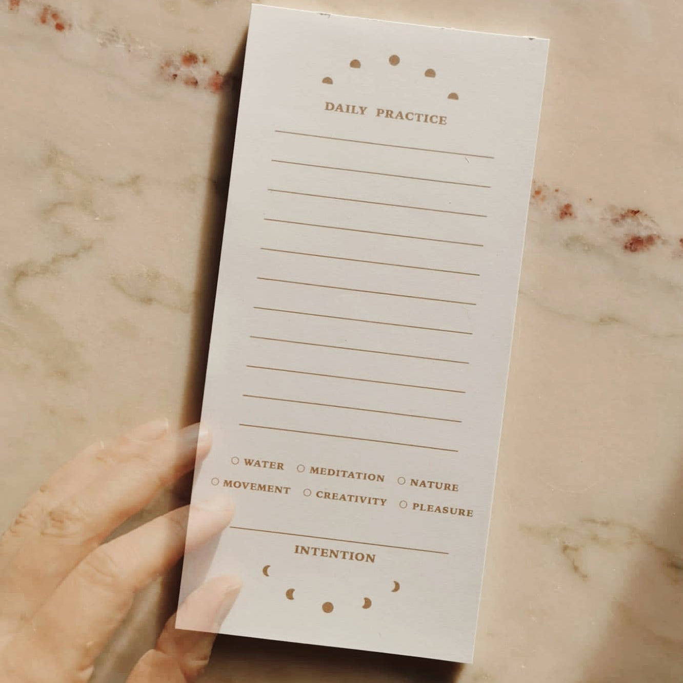 Selbstfürsorge-Notizblock  / Tägliche Praxis