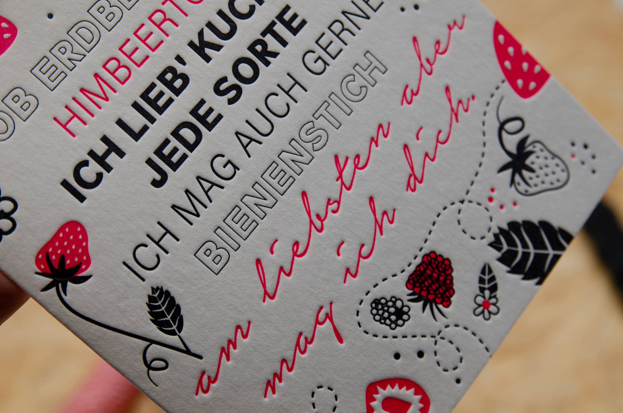 Kuchenliebe / Letterpress A6 Klappkarte mit Umschlag