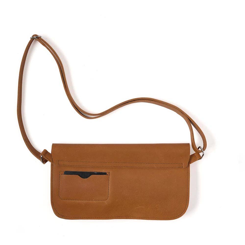 Tasche / Double Up / Cognac-Used-Look / Siebdruck innen