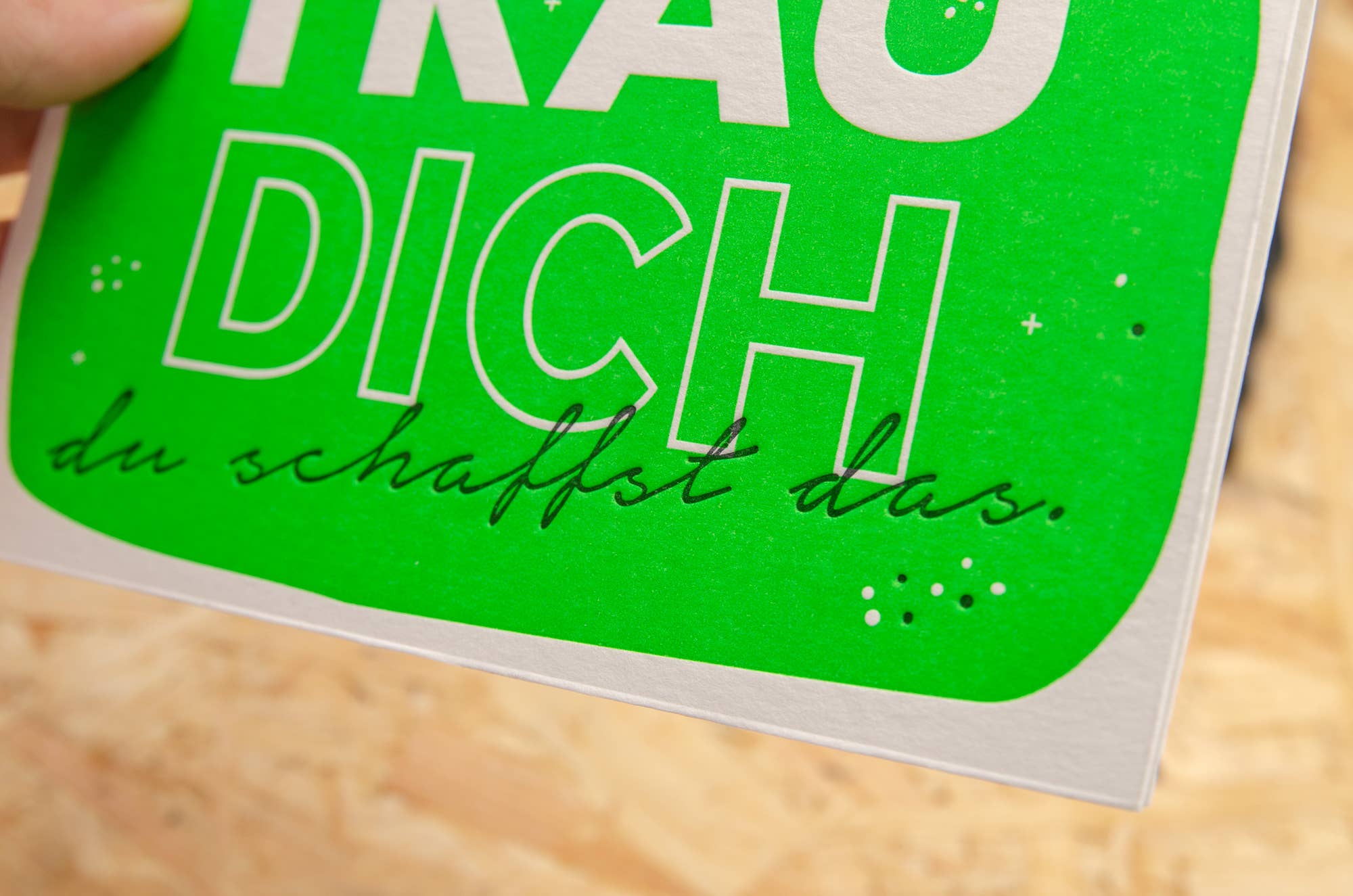 Trau Dich / Letterpress Grusskarte mit Umschlag