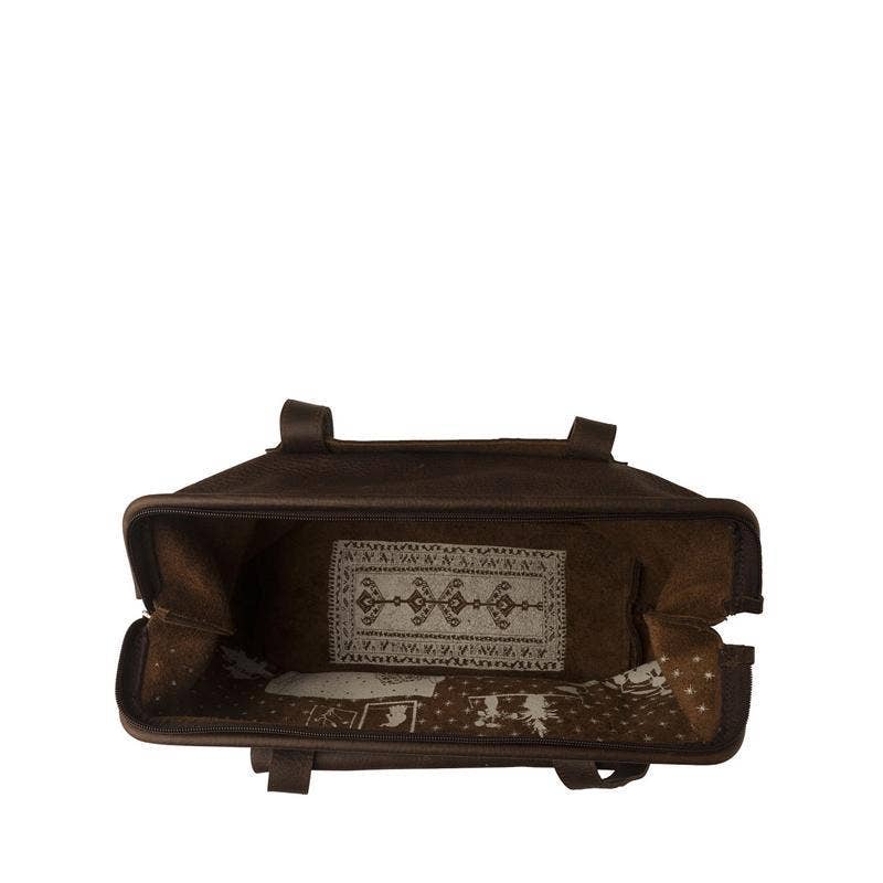 Tasche / Zimmerservice / Dunkelbrauner Used-Look / Siebdruck innen