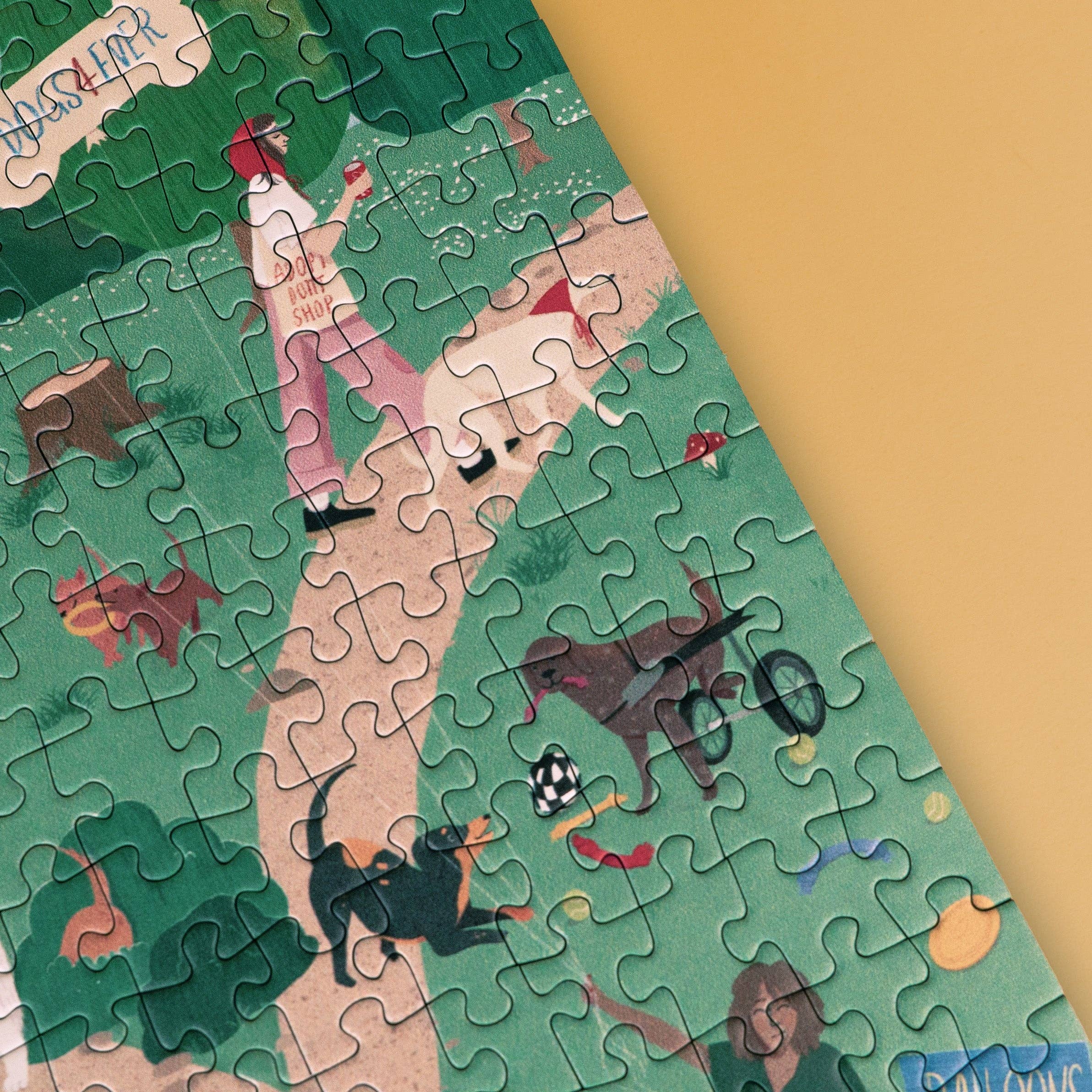 Nahaufnahme Puzzle Hundepark Willa Wunst