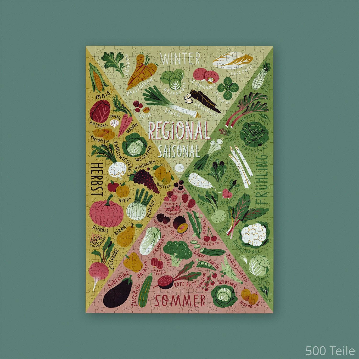 Saisonkalender Puzzle / 1000 Teile / Obst & Gemüse im Jahresverlauf / illustriert von Susann Hoffmann