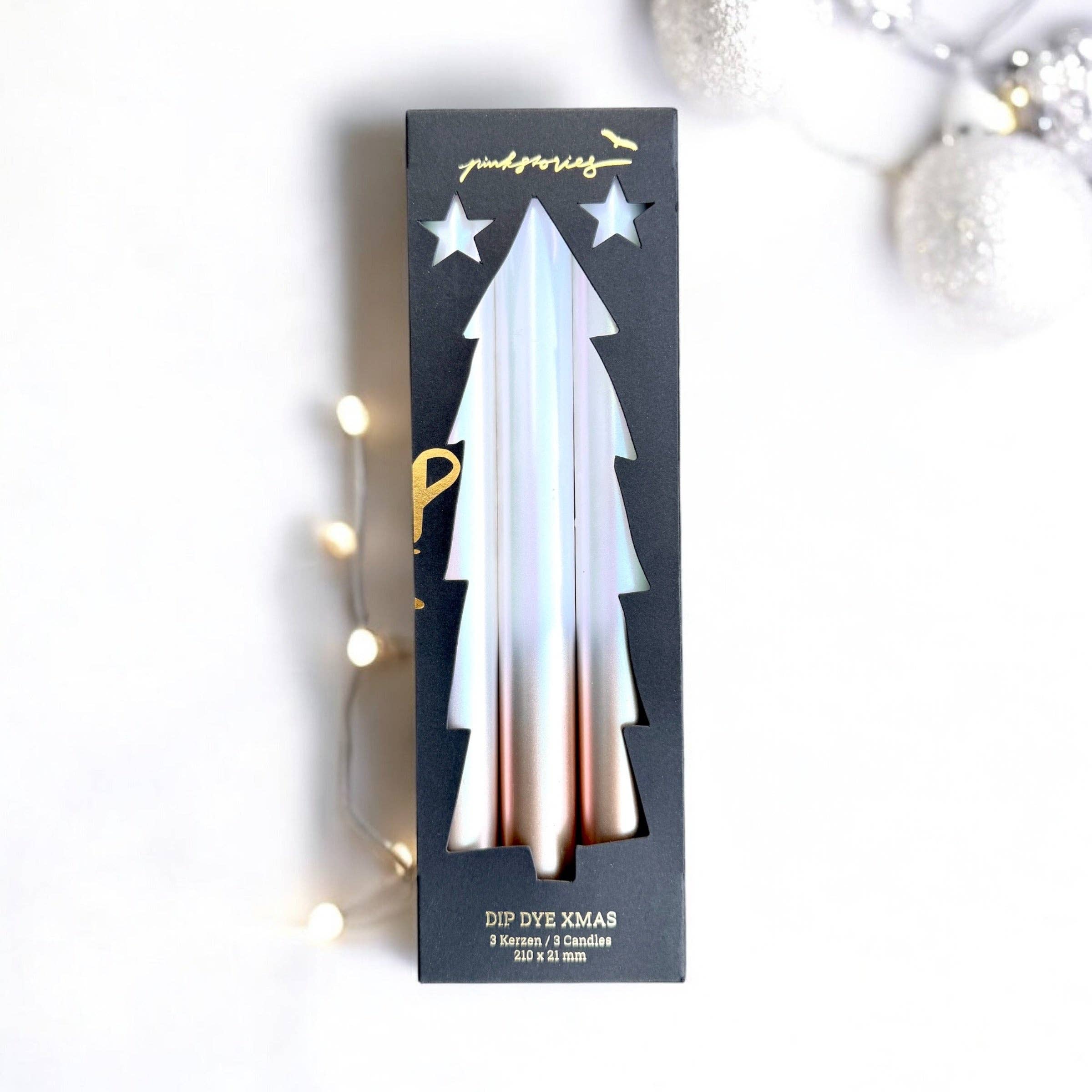 Dip Dye X-Mas / Super Glamourös / 3er-Set / Weihnachtskerzen