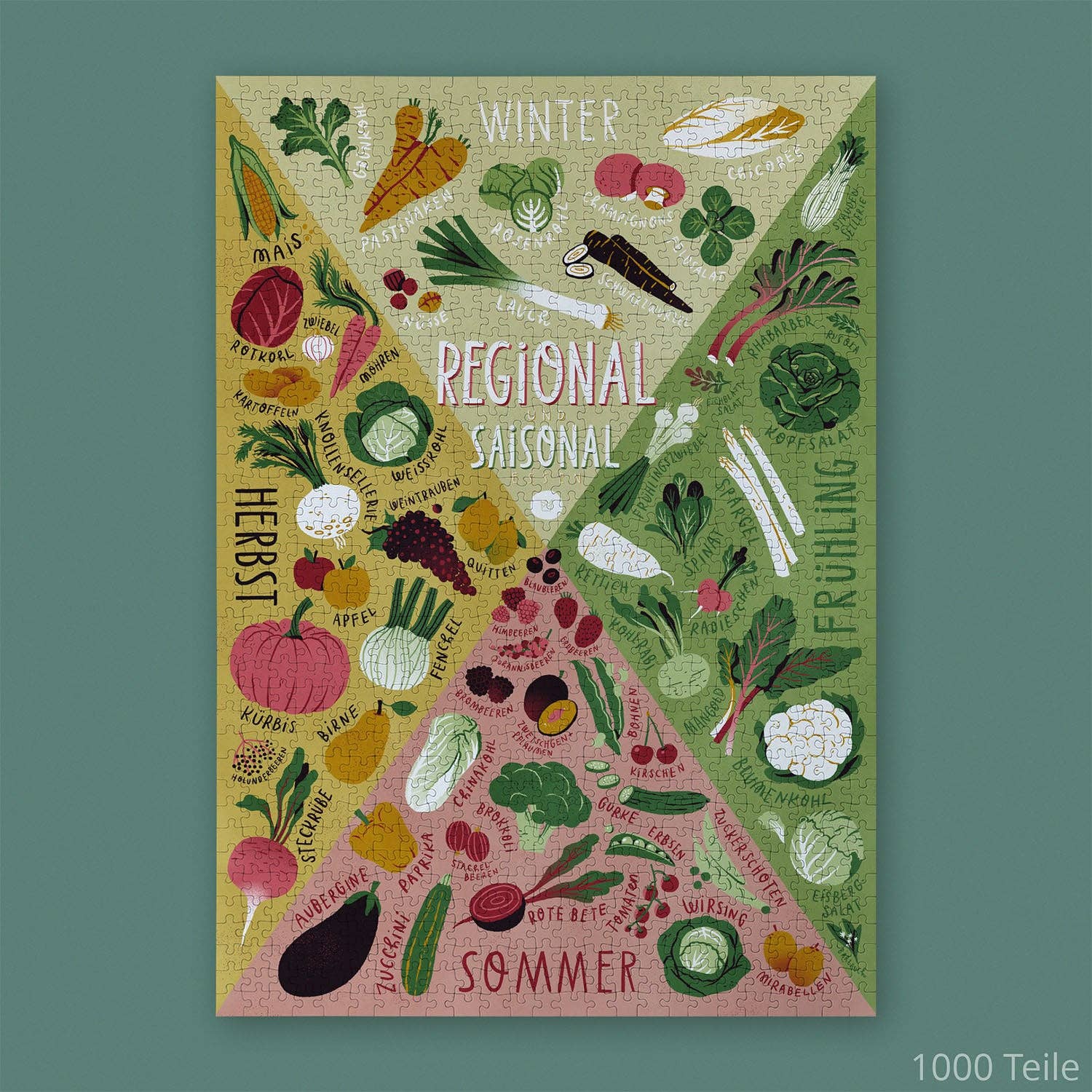 Saisonkalender Puzzle / 1000 Teile / Obst & Gemüse im Jahresverlauf / illustriert von Susann Hoffmann