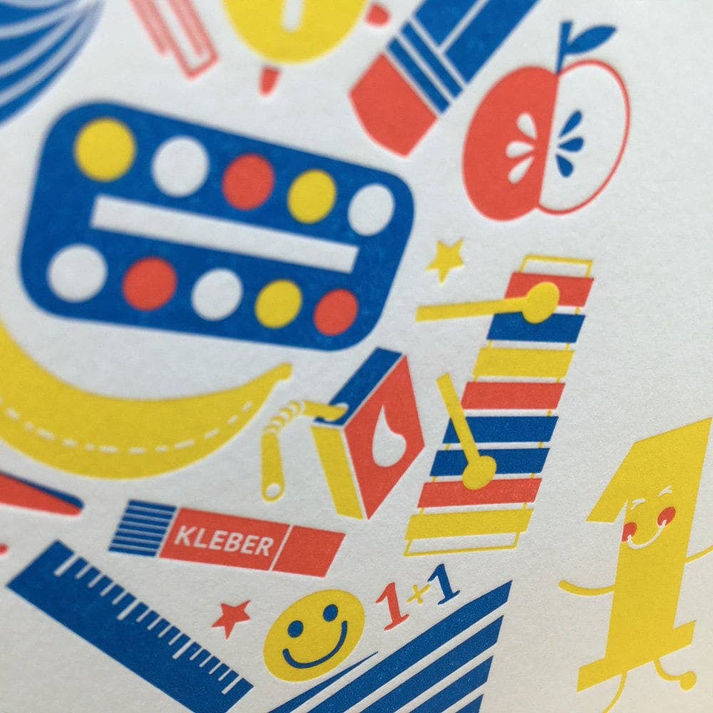 3, 2, 1  Schule / Einschulung / Letterpress A6 Klappkarte