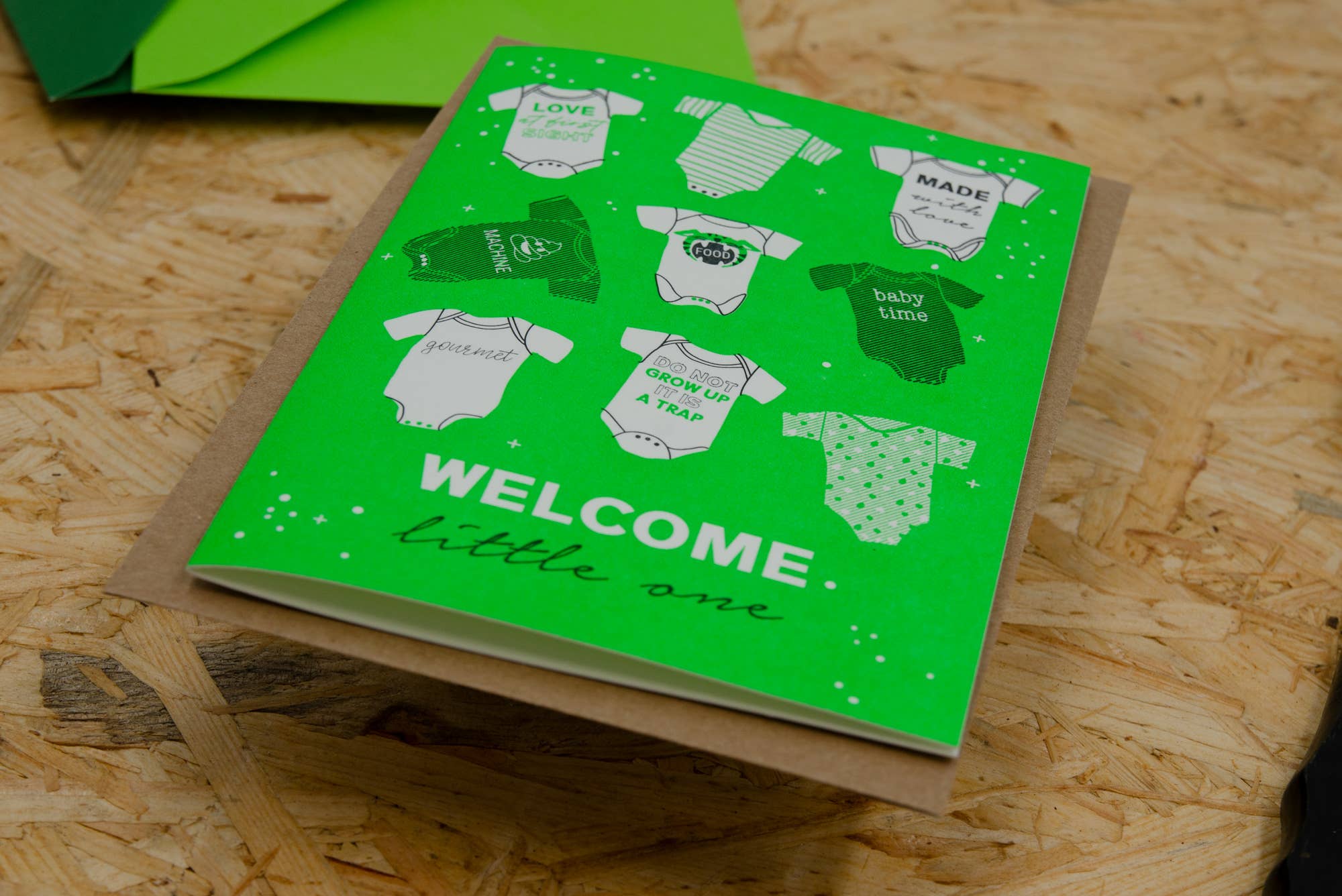 Baby Body / Letterpress Karte mit Umschlag / zur Geburt