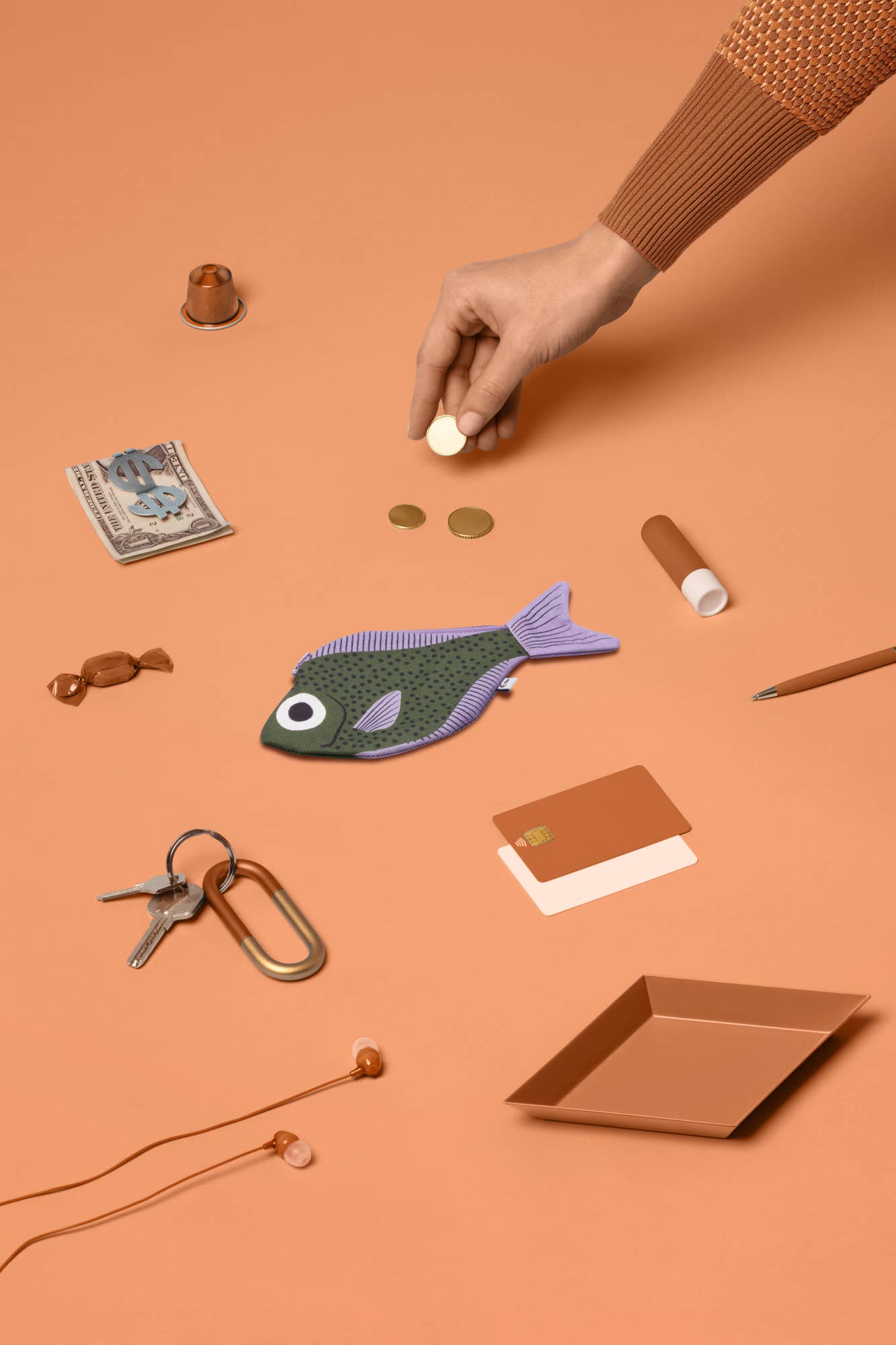 Sweeper Geldbörse oder Schlüsselanhänger mit Fischmotiv (grün)