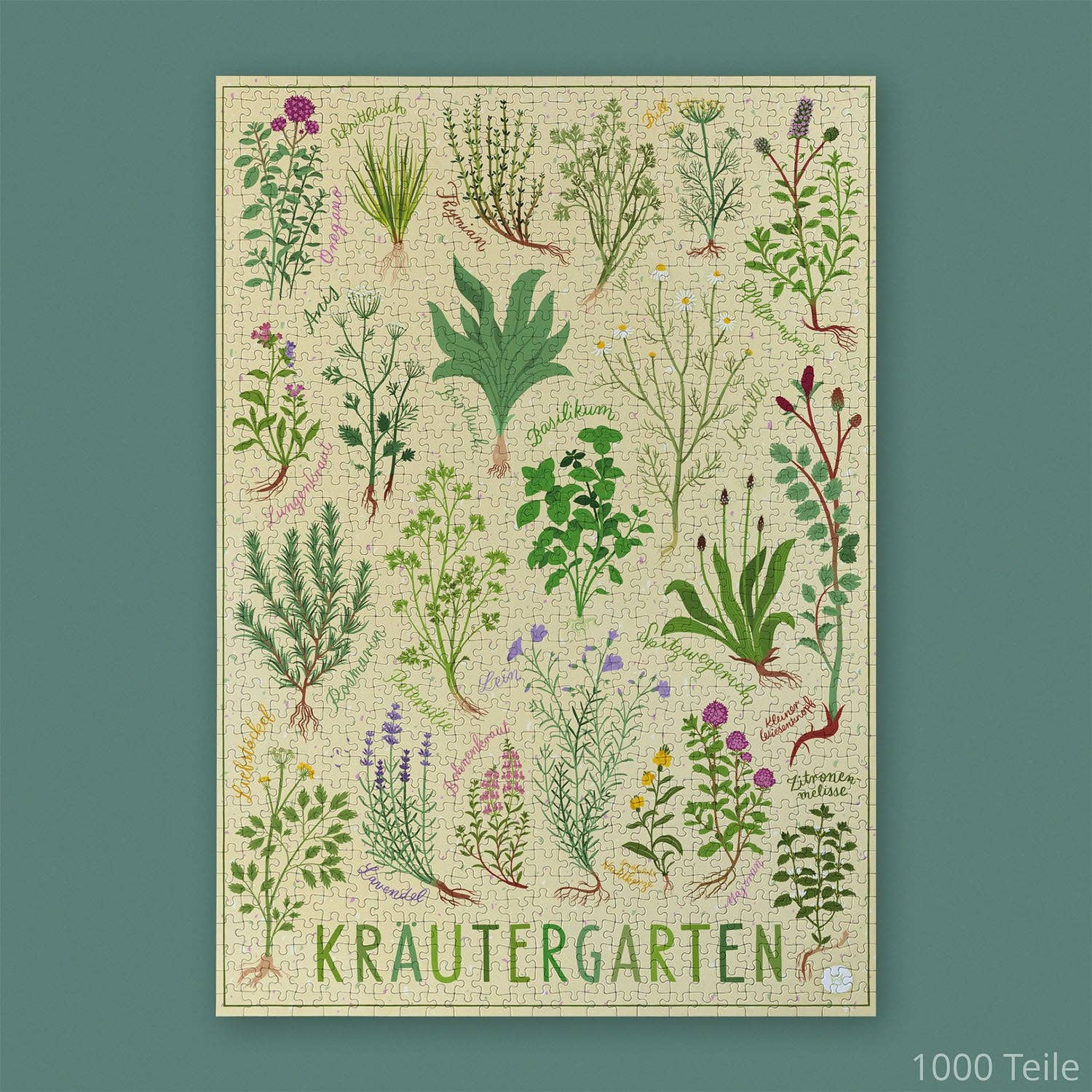 Kräutergarten Puzzle / 1000 Teile / Küchenkräuter & Wildkräuter / illustriert von Susann Hoffmann