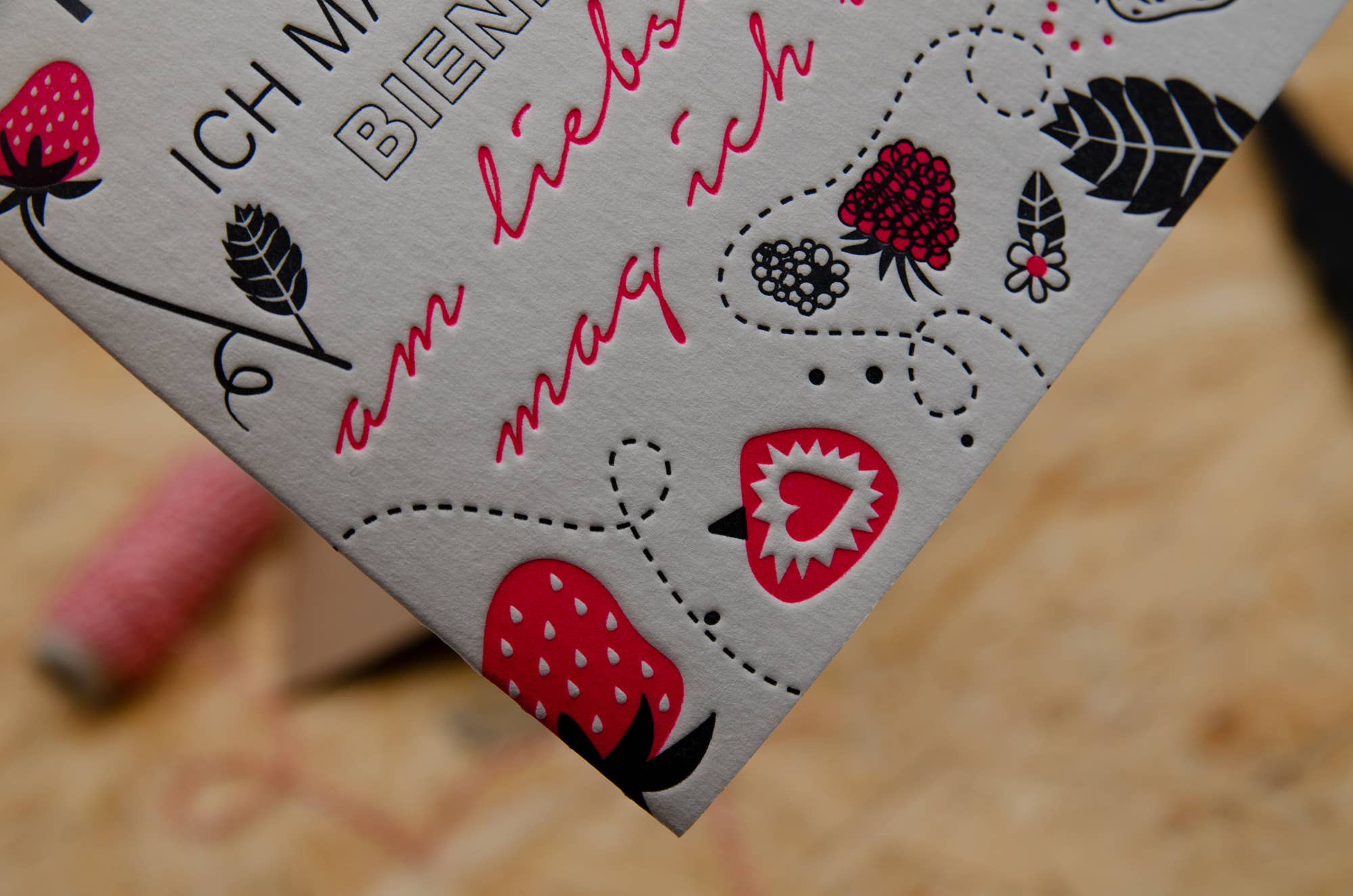 Kuchenliebe / Letterpress A6 Klappkarte mit Umschlag