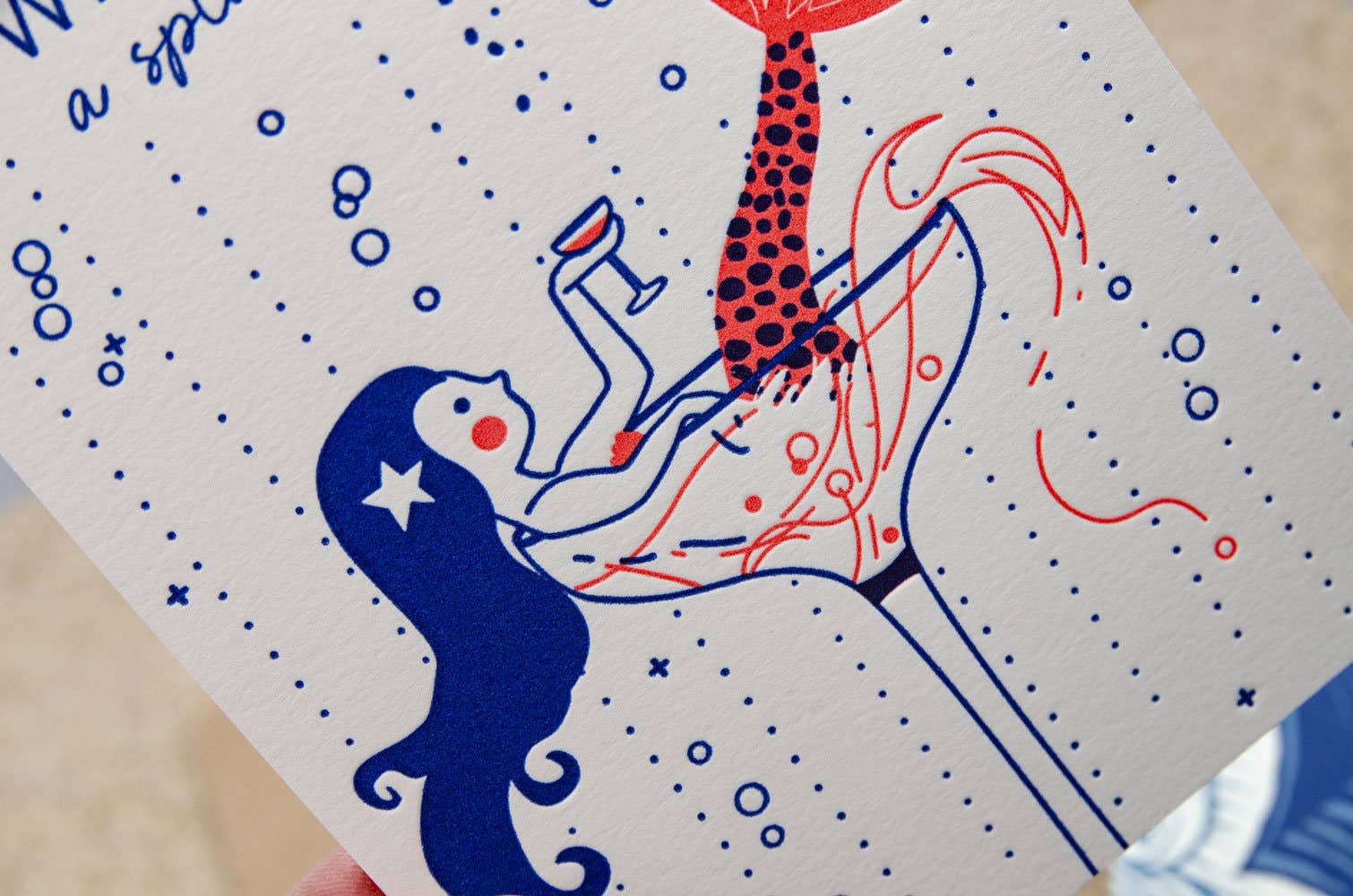 Splashy birthday / Meerjungfrau / Letterpress A6 Klappkarte / Geburtstag