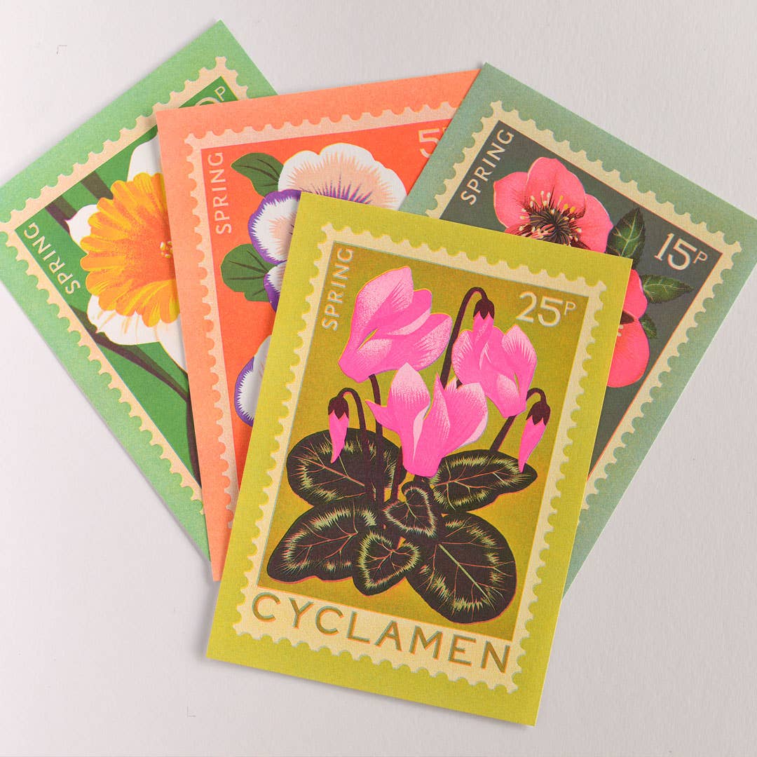 Riso Art Print / A5 / Cyclamen / Briefmarkenmotiv