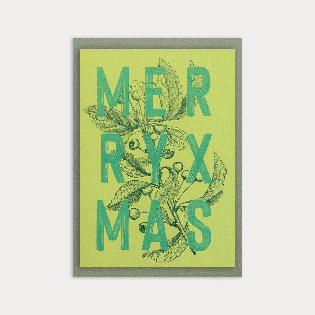 Weihnachtskarte Xmas Gmund Papier Hellgrün