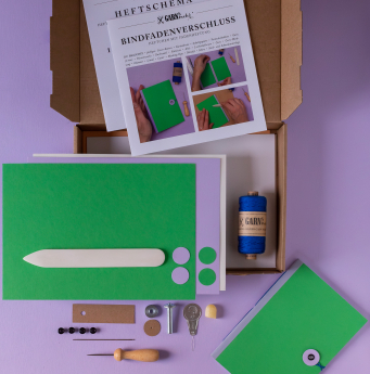 DIY Komplettset für ein Notizbuch (DIN A5) mit offener Buchbindung