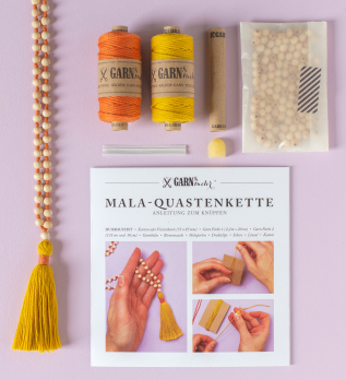 DIY Set / Mala-Quastenkette / Pfirsich + Lila