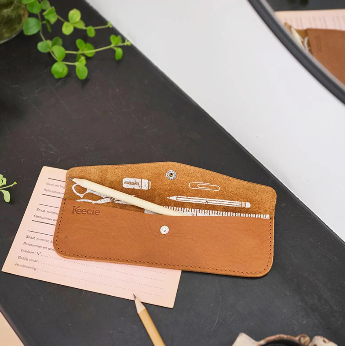 Federmäppchen / Leder-Etui mit Siebdruck - Togethery