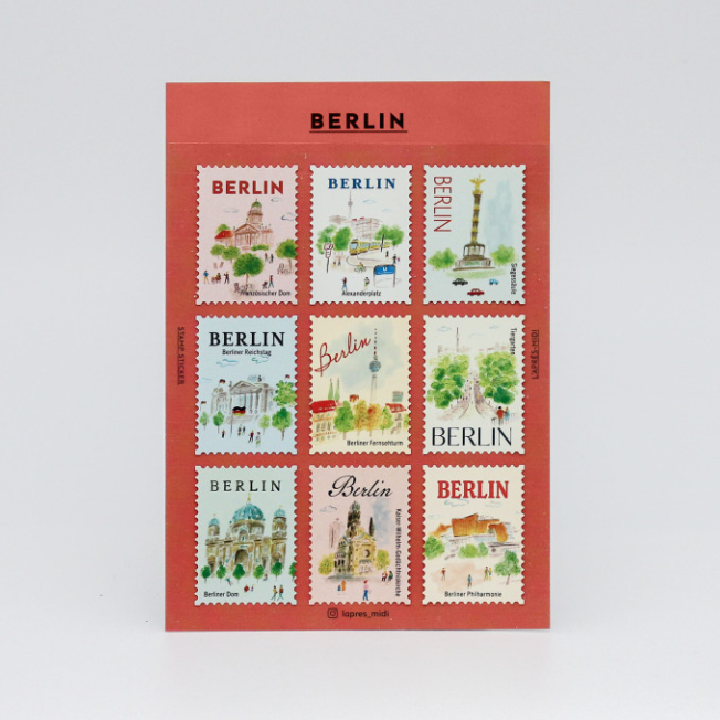Briefmarken-Sticker „Berlin“ mit 9 Motiven