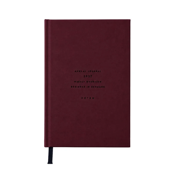 ALVA Jahresjournal / Kalender / 2027, A5-Format, flache Bindung, Burgundy