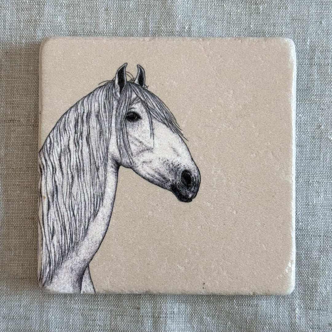 Fliese aus Naturstein / Pferd