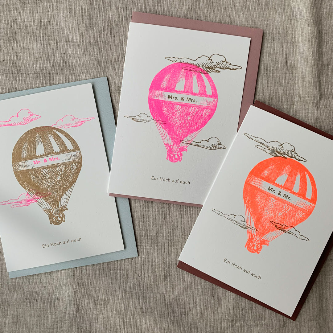 Hochzeitskarten / Heißluftballon / Naturpapier