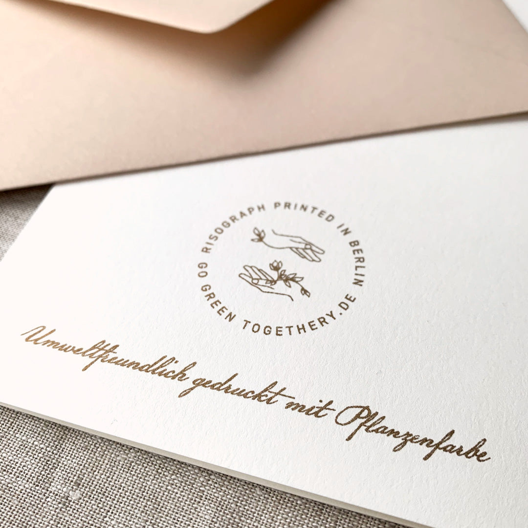 Klappkarte personalisiert / Motiv und Druckfarbe nach Wahl / Umschlag inklusive