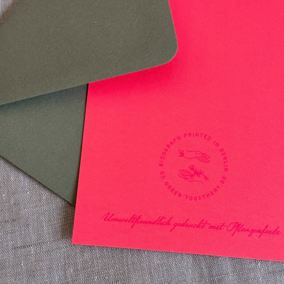 Neon Klappkarte / Blütenwerk / Pink / Premium Gmund Papier