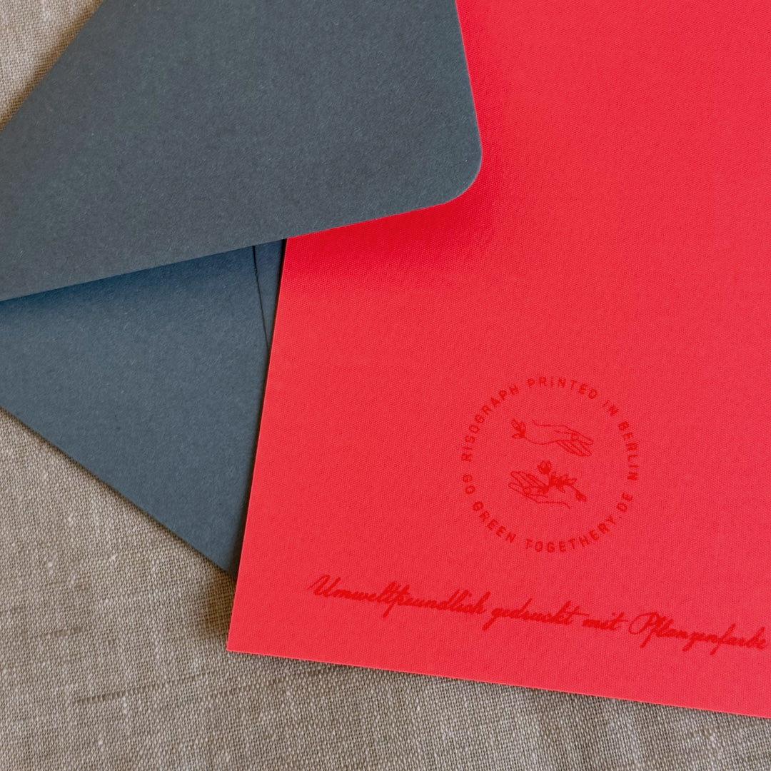 Neon Klappkarte / Blütenwerk / Orange / Premium Gmund Papier