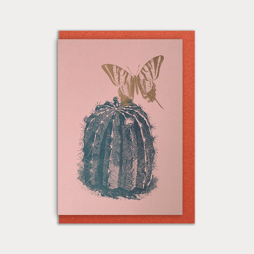 Klappkarte / Kaktus mit Schmetterling / Recyclingpapier - Togethery