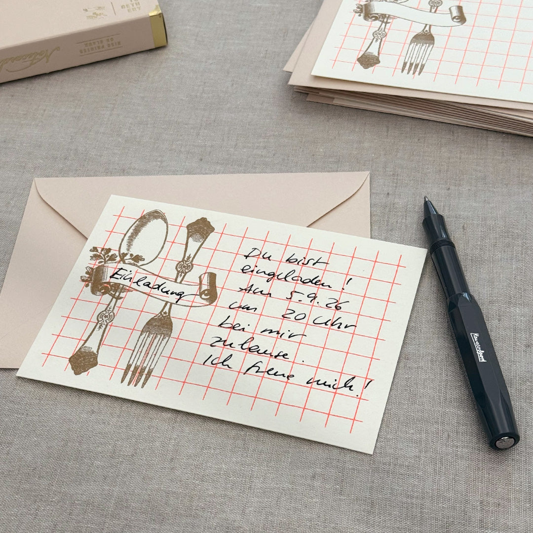 Notecard Set / Riso-Druck / Besteck / nachhaltig