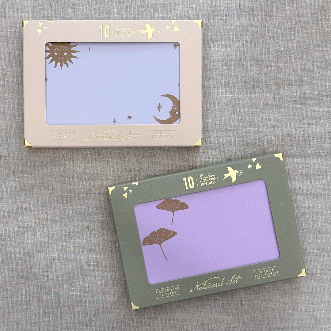 Briefkartenset mit Ginko und Sonne & Mond