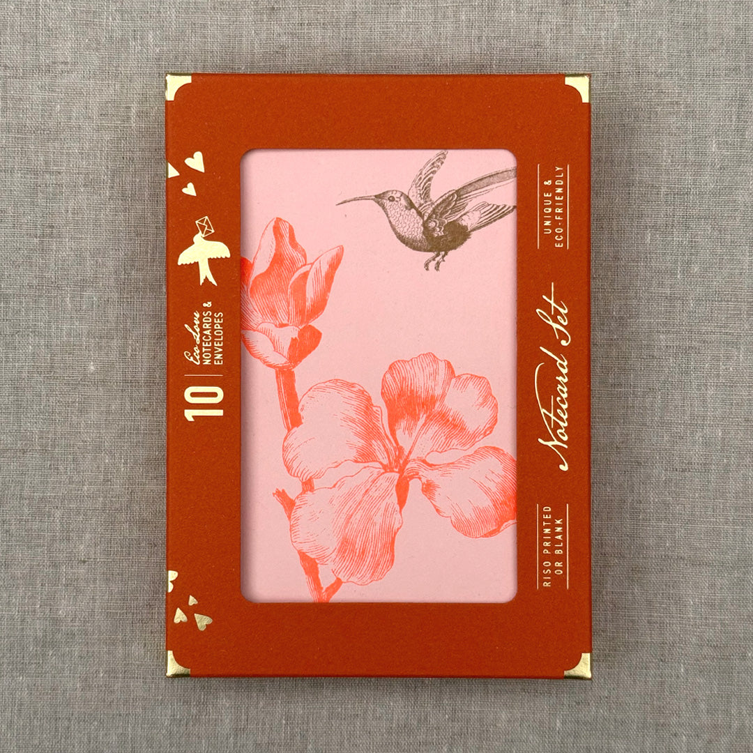 Notecard Set / Kolibri mit Blume / Premium Gmund Papier - Togethery