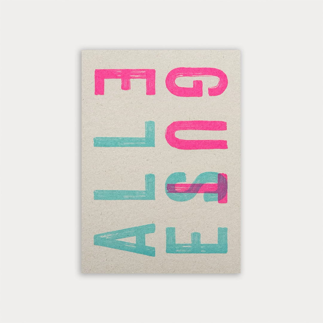 Postkarte Togethery Alees Gute Flug Pink Mint