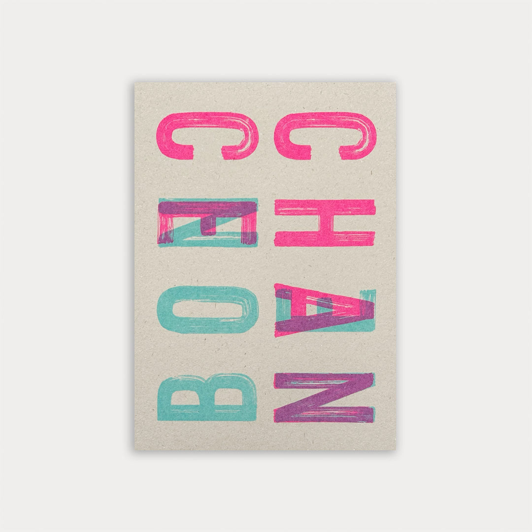 Postkarte Togethery Bon Chance Fluo Pink Mint