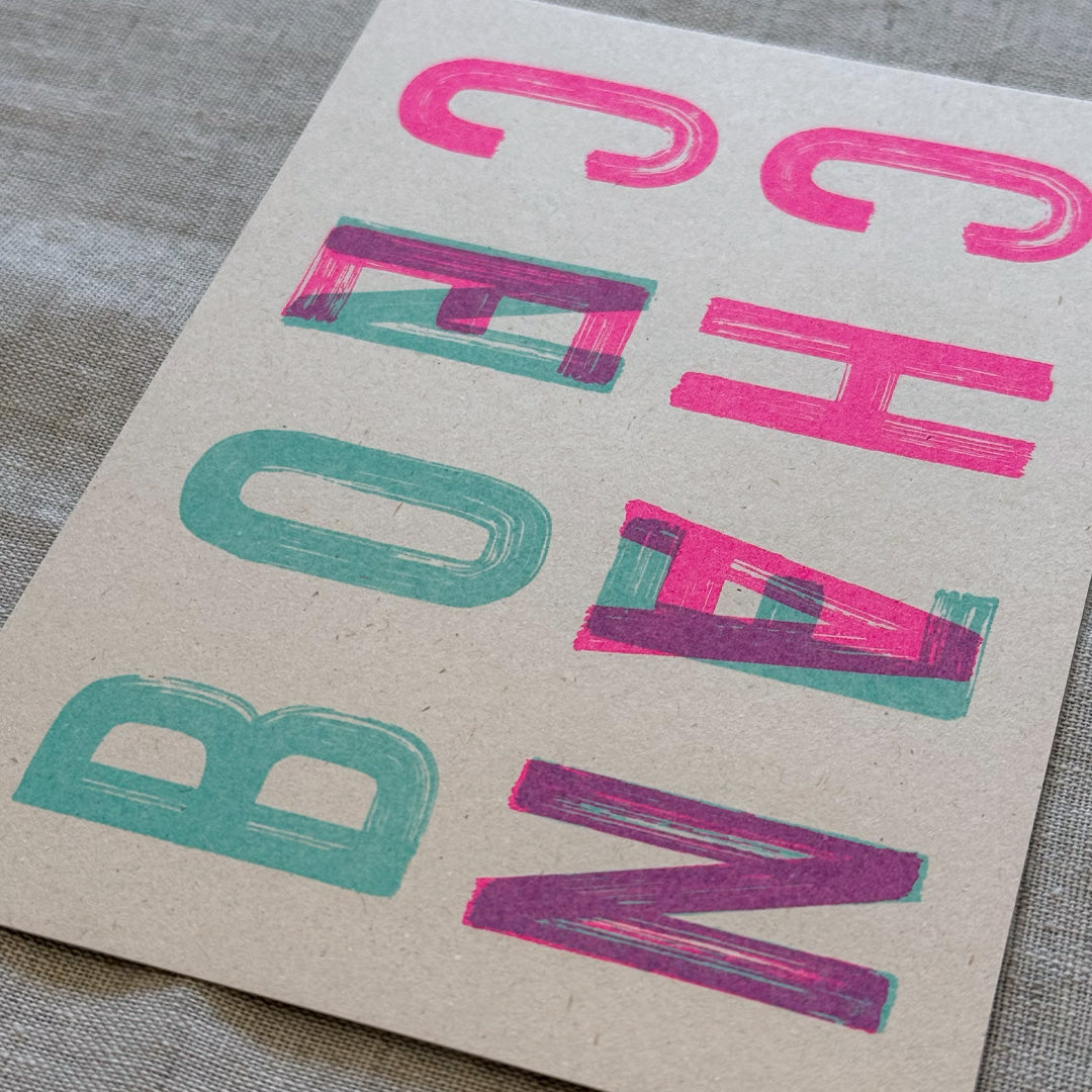 Postkarte Togethery Bon Chance Fluo Pink Mint