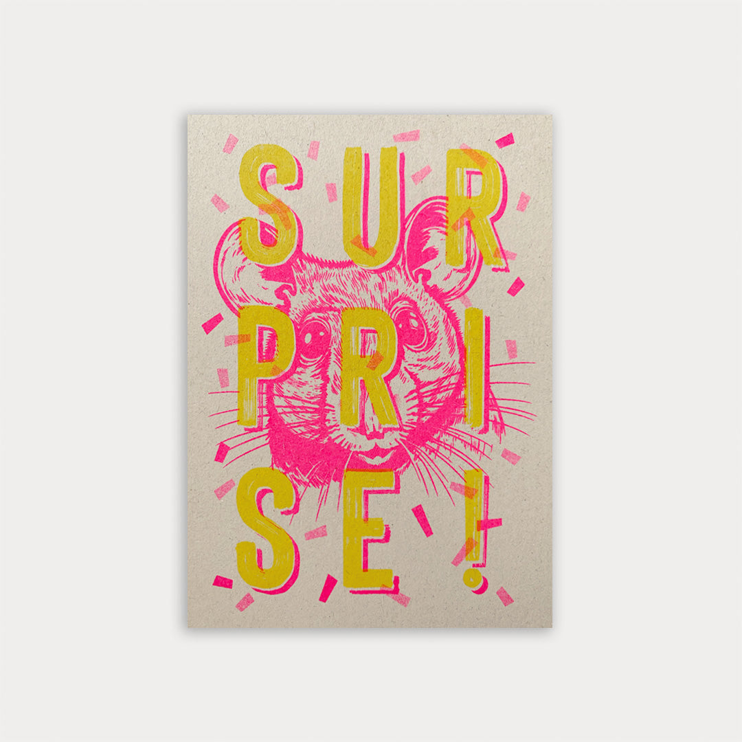 Postkarte / Typo / Surprise! / Riso-Druck