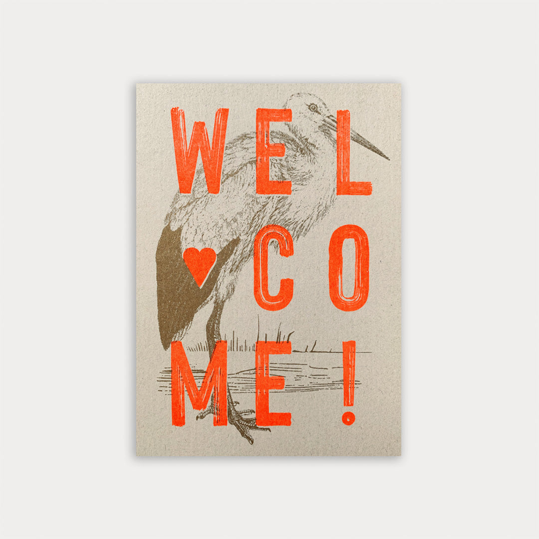 Postcard for new baby / Typo / Welcome! / Eco paper