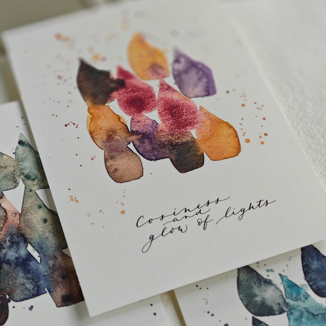 Postkarte / Weihnachten / Aquarell mit Kalligrafie