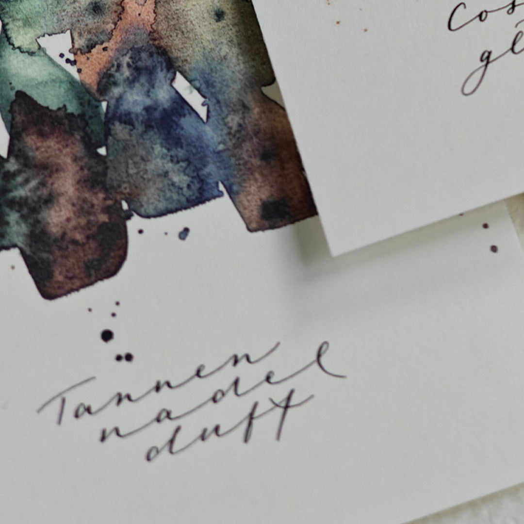 Postkarte / Weihnachten / Aquarell mit Kalligrafie