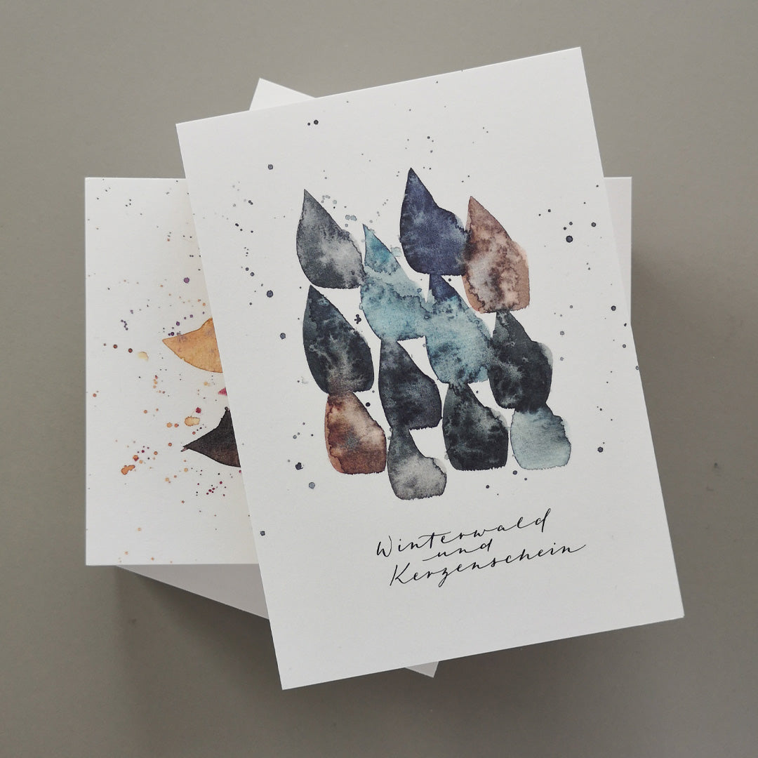 Postkarte / Weihnachten / Aquarell mit Kalligrafie