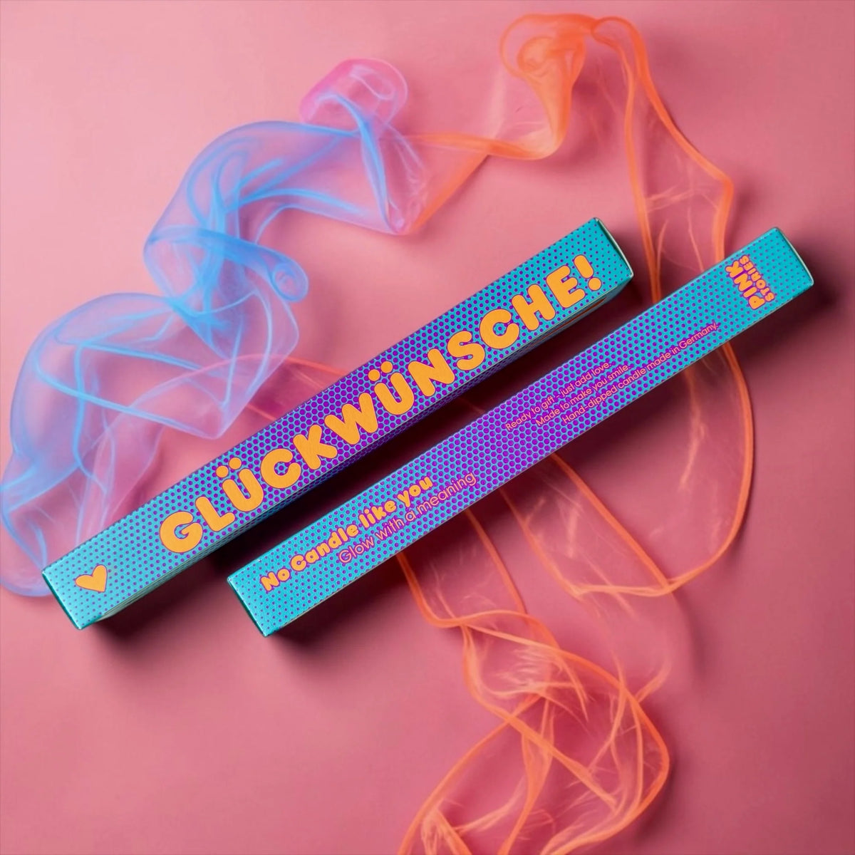 Glückwünsche Stabkerze pink stories Verpackung
