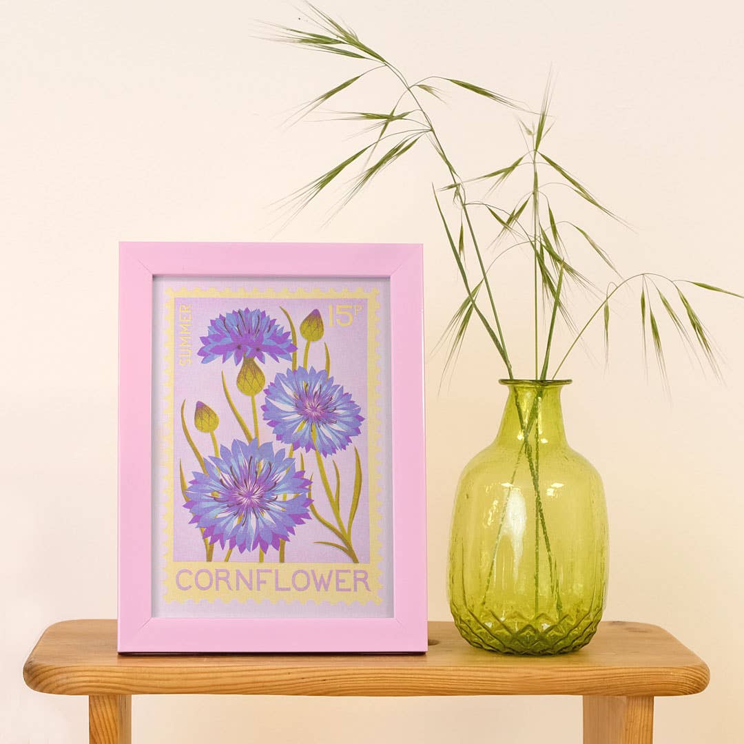 Riso Art print / A5 / Kornblume / Briefmarke