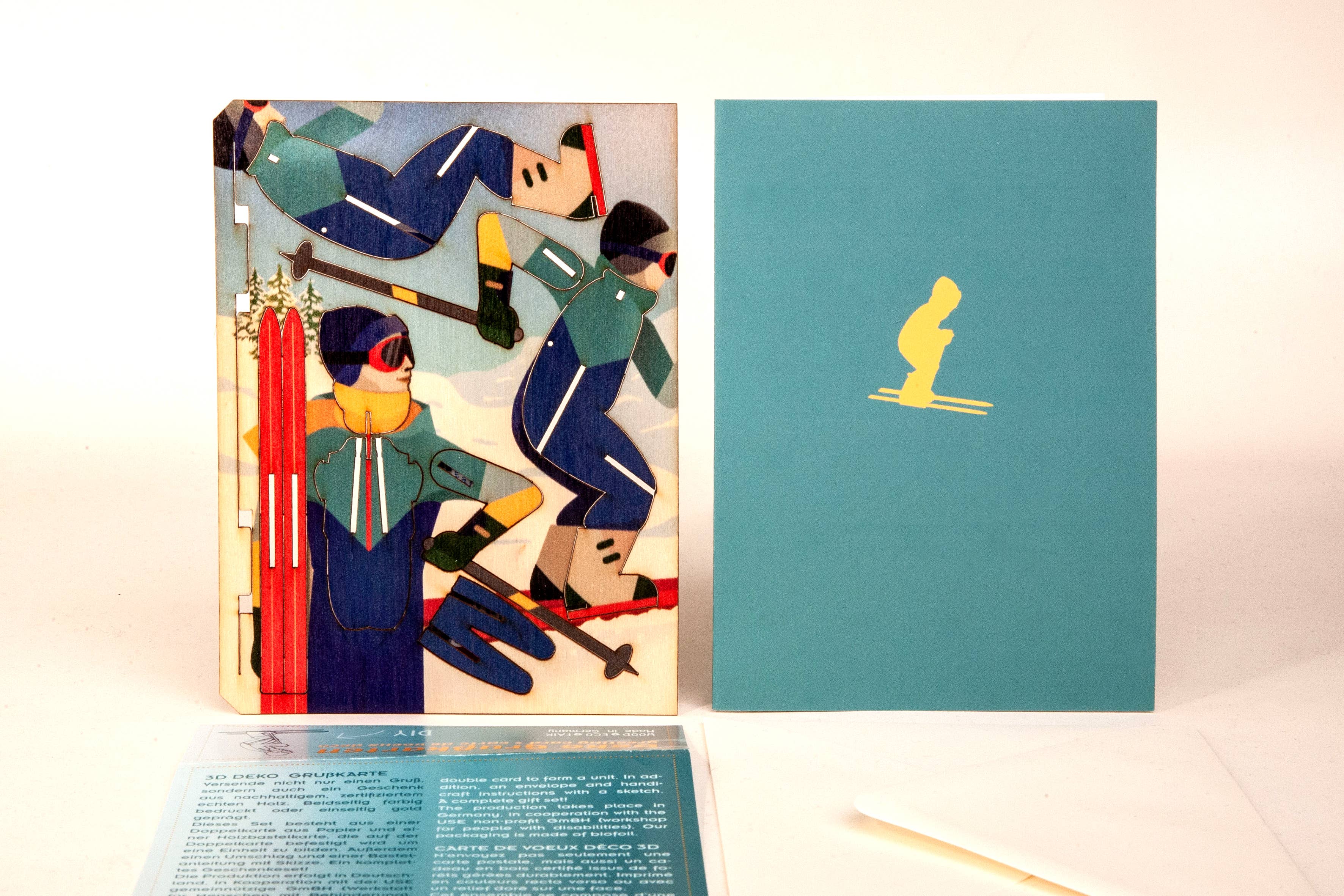 Skiläufer*in – 3D Deko Grußkarte