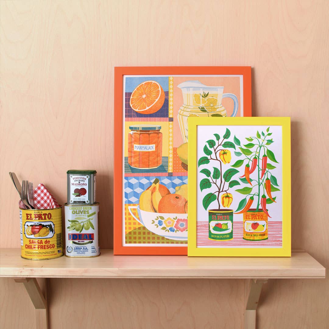 Riso Art Print / A3 / Orange & Zitrone