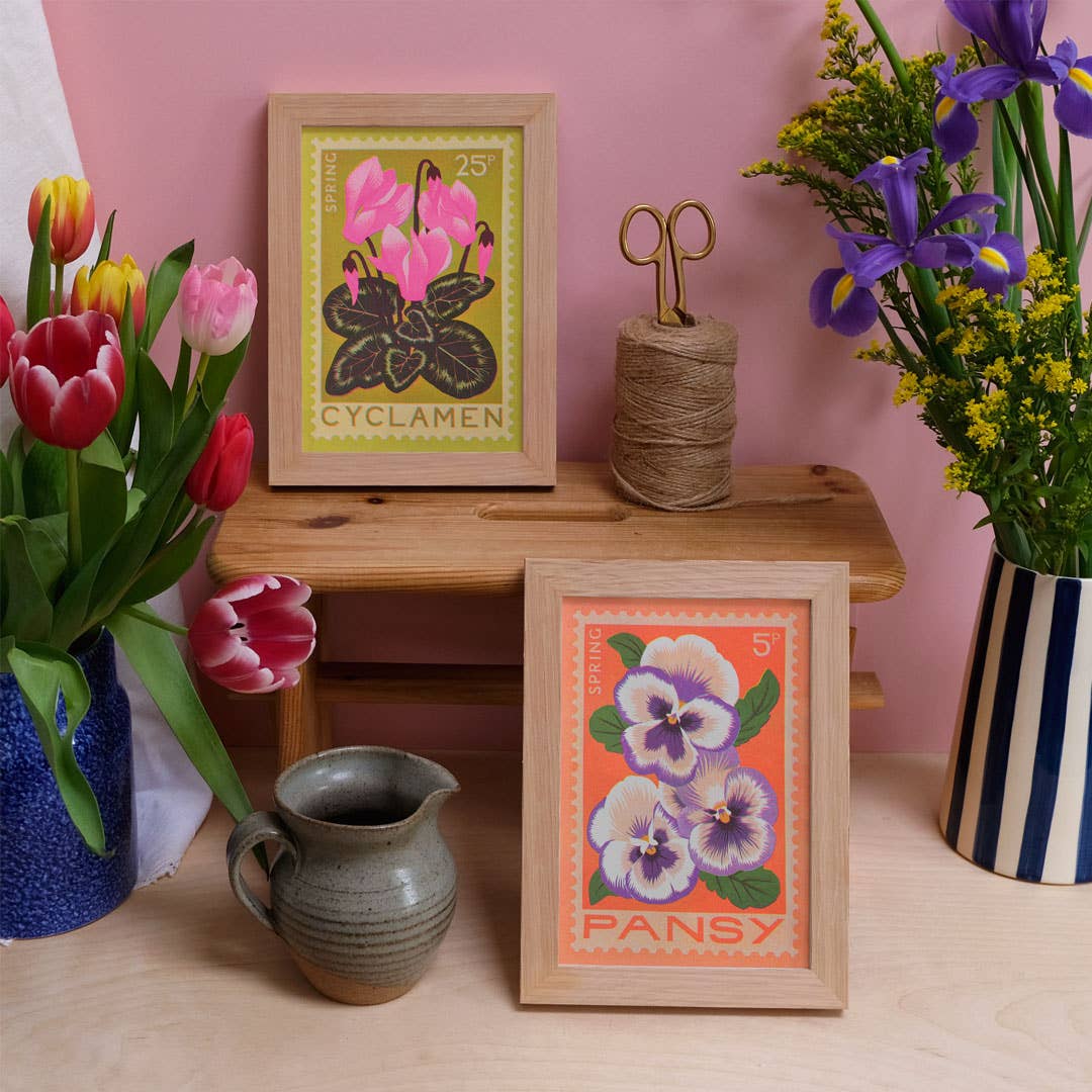 Riso Art Print / A5 / Stiefmütterchen / Briefmarke