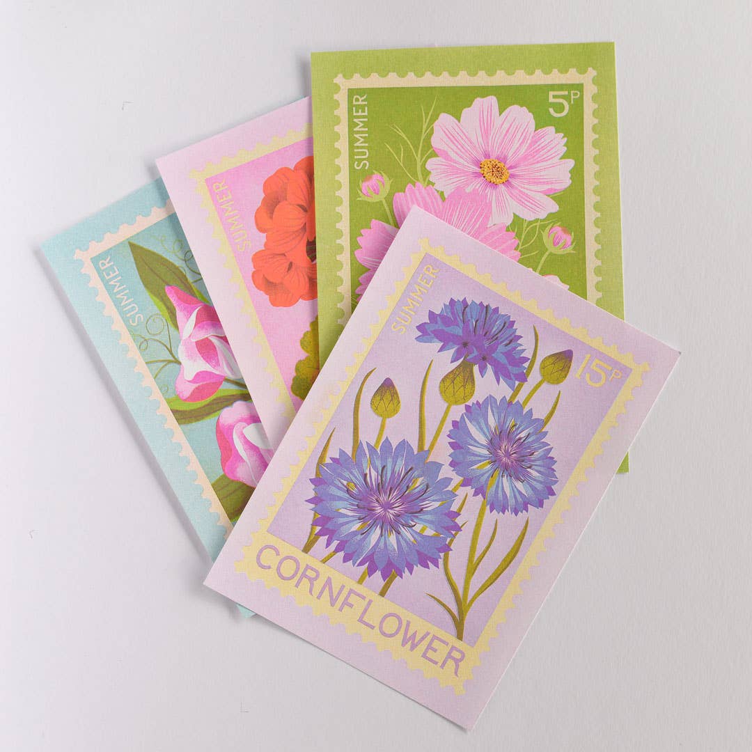 Riso Art print / A5 / Kornblume / Briefmarke